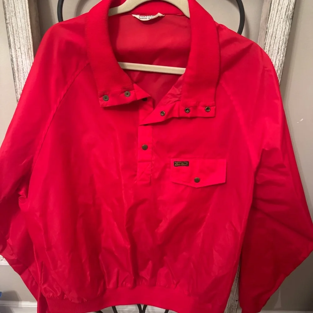 Eddie Bauer Red‎ Pullover Windbreaker Jacket Vintage Nylon Anorak XL
